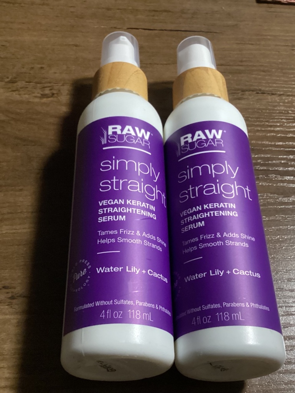 Raw Sugar Simply Straight Straightening Serum Bundle New 4 fl oz/118 ml